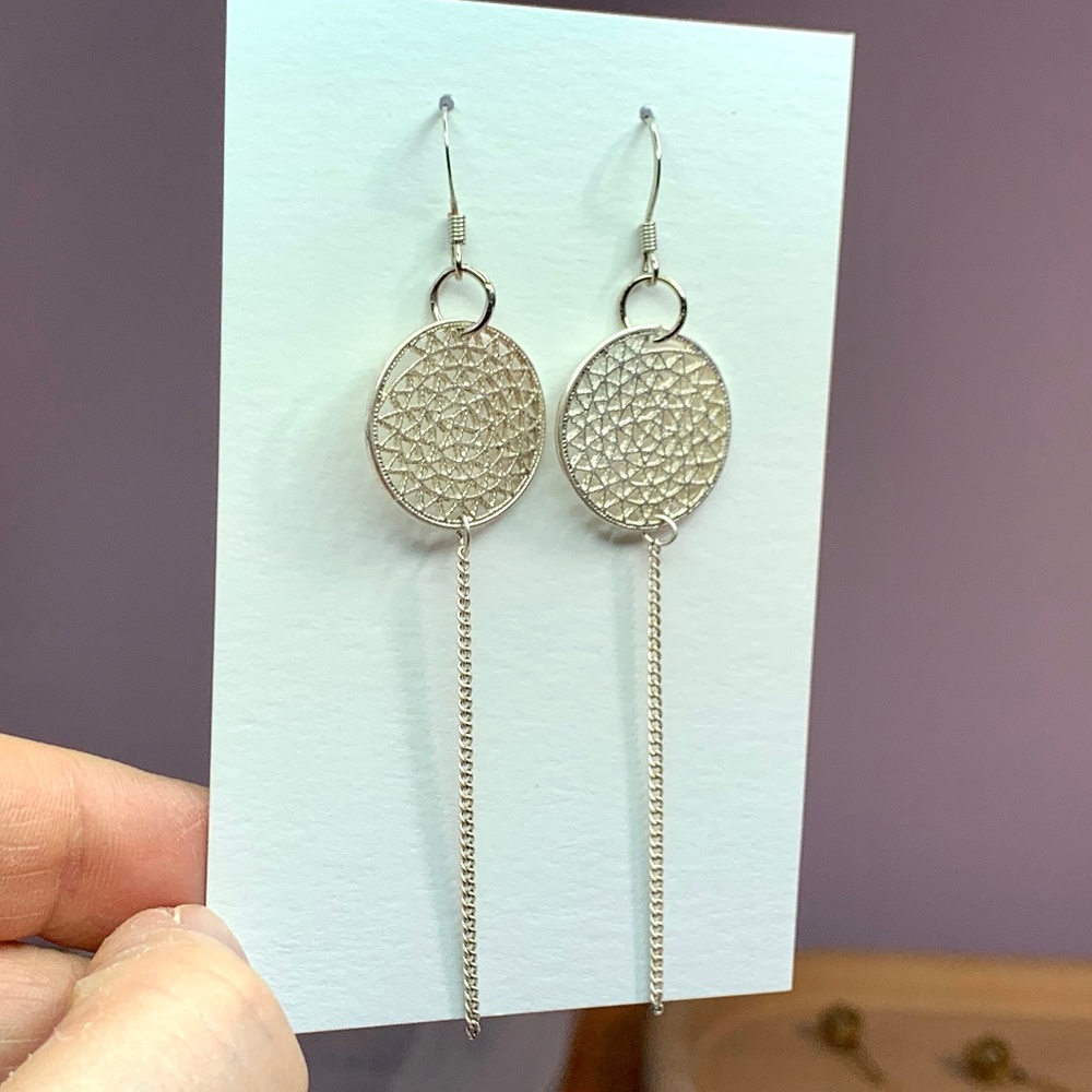 FREE W/ BUNDLE! Silver Disc Earrings, 3.5 inch